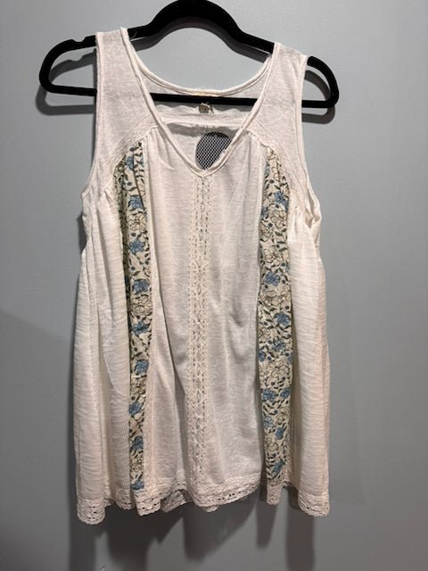 The Garden Path Tank – Pol Clothing Lace Trim Floral Panel Boho Tank