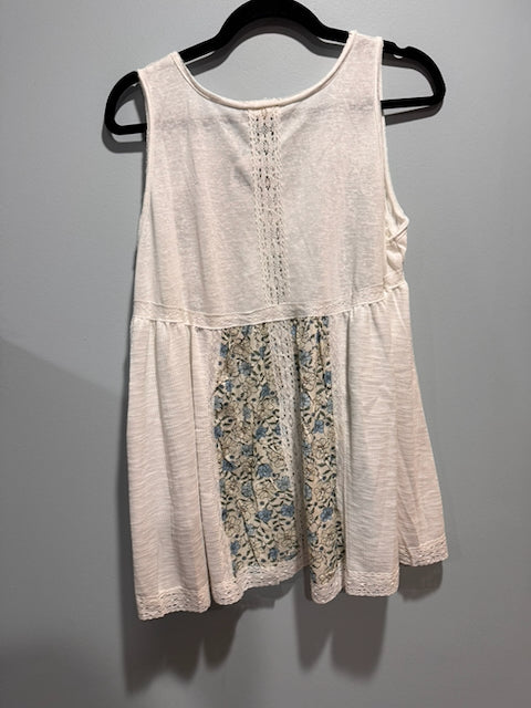 The Garden Path Tank – Pol Clothing Lace Trim Floral Panel Boho Tank