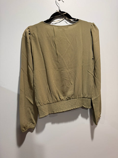 The Olive Grove Wrap Top – Smocked Waist Long Sleeve Wrap Blouse