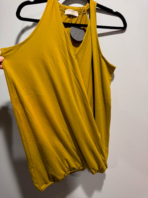 The Golden Hour Wrap Top – Draped Sleeveless Wrap Tank