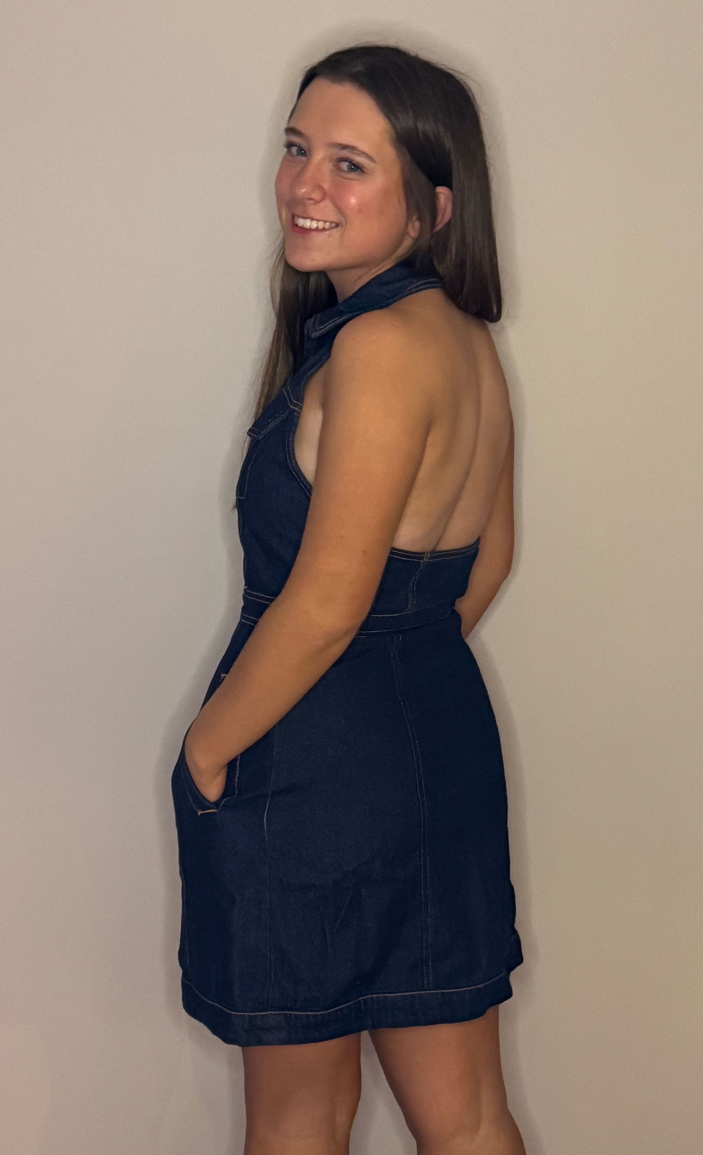 RESTYLED - Denim Backless Dress - Future Collection, Alani Noelle