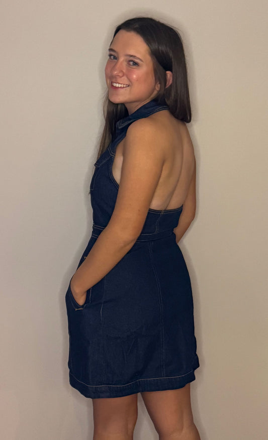 RESTYLED - Denim Backless Dress - Future Collection, Alani Noelle