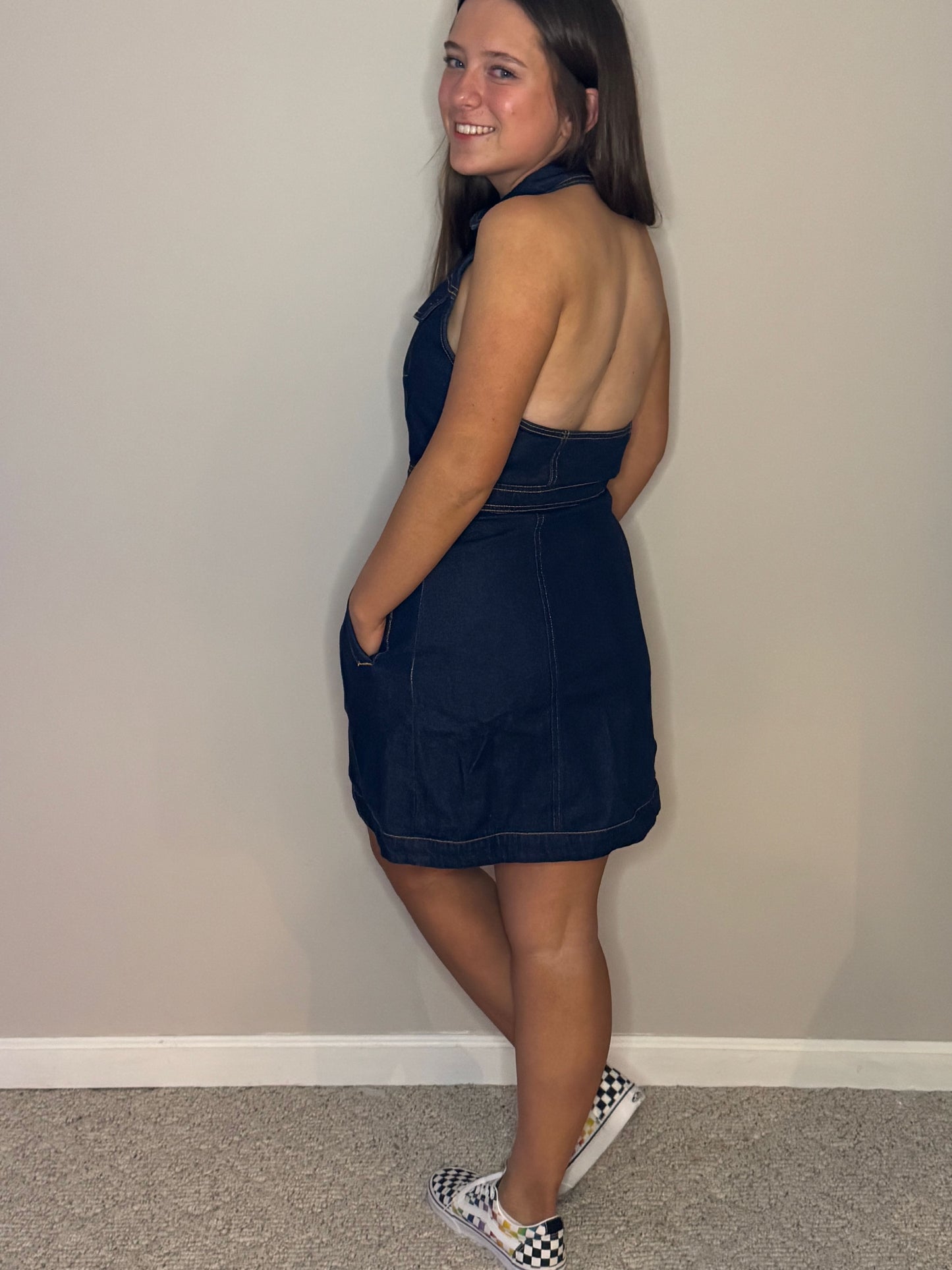 RESTYLED - Denim Backless Dress - Future Collection, Alani Noelle