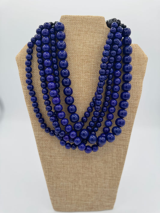 Blue Bead Buffalo Hook Necklace