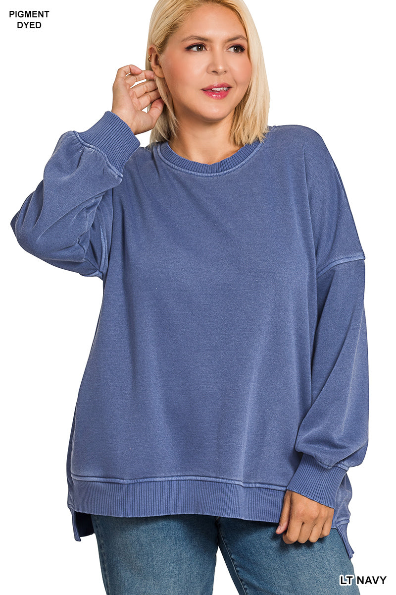 Pigment dyed fleece sweatshirt with pockets