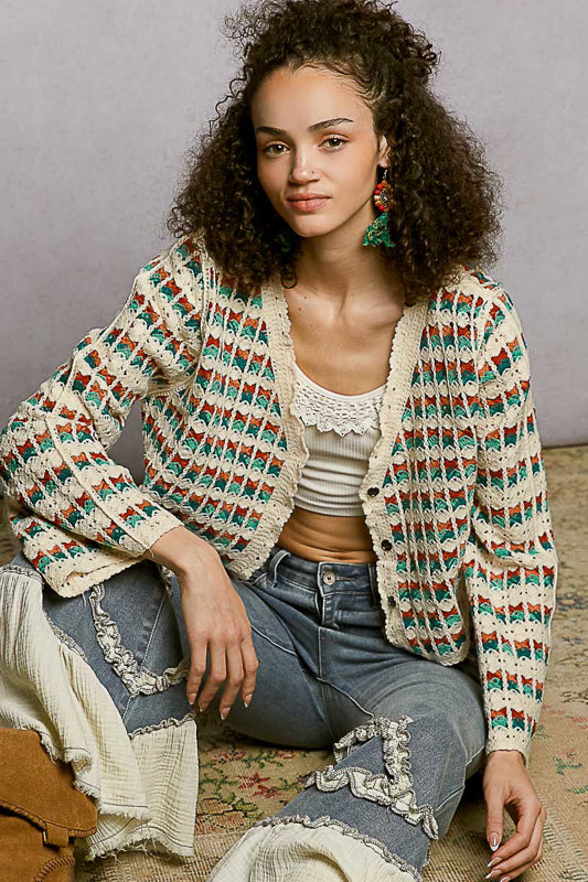 The Free Spirit Crochet Set – Multicolor Crochet Cardigan & Cami Set | 2-Piece Set