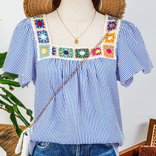 Boho Crochet Detail Blouse
