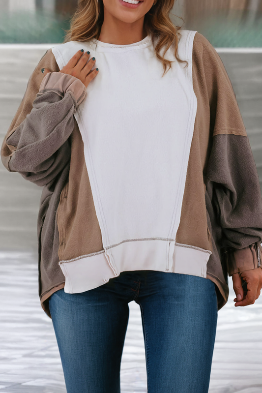 LDC Plus Size Colorblock Hooded Sweatshirt