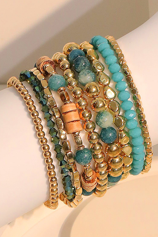 The Relaxed Boho Bracelet Set – Beaded Multi-Layer Elastic Bracelets