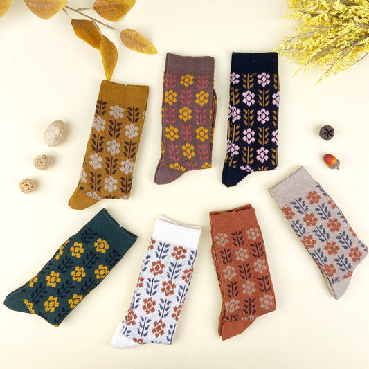 British style retro combed cotton crew socks