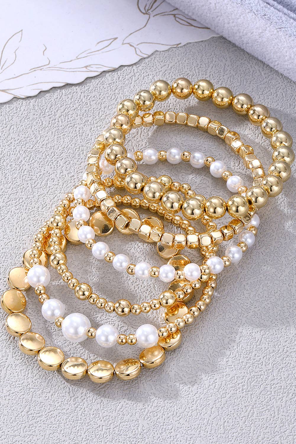 Minimalist Pearl Beaded Multi Layer Elastic Bracelets