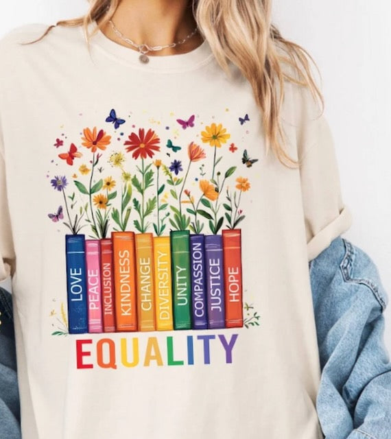 Equality Floral and Books Tee