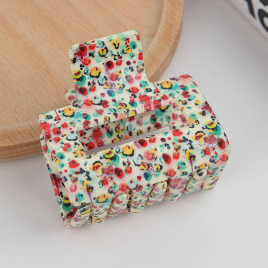 Square Colorful Print Hair Claw Clip