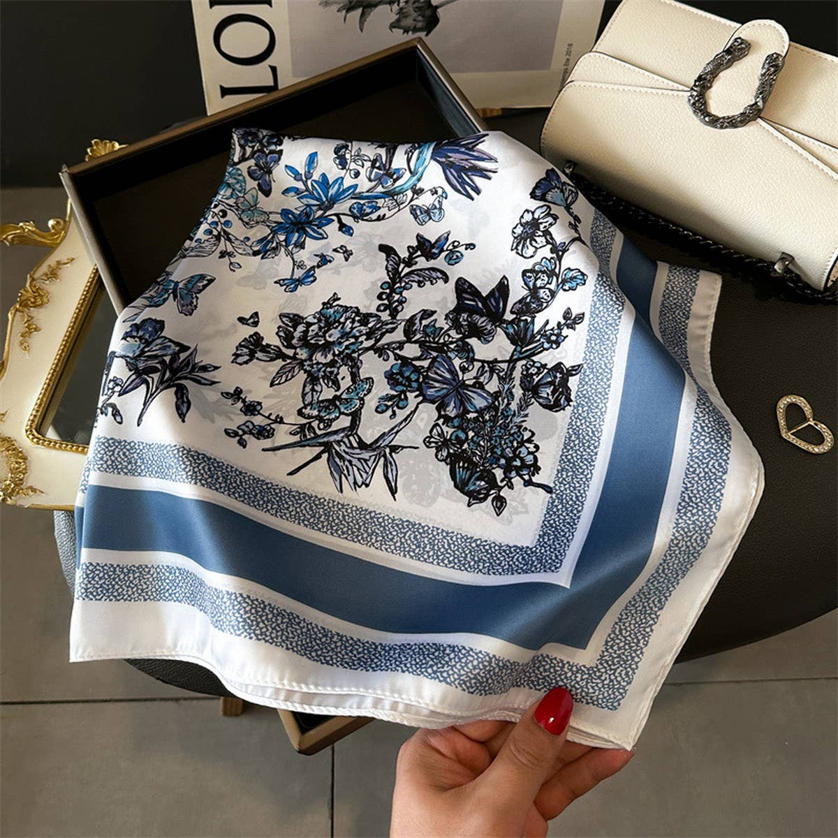 BUTTERFLY or FLORAL SMALL SQUARE SCARF