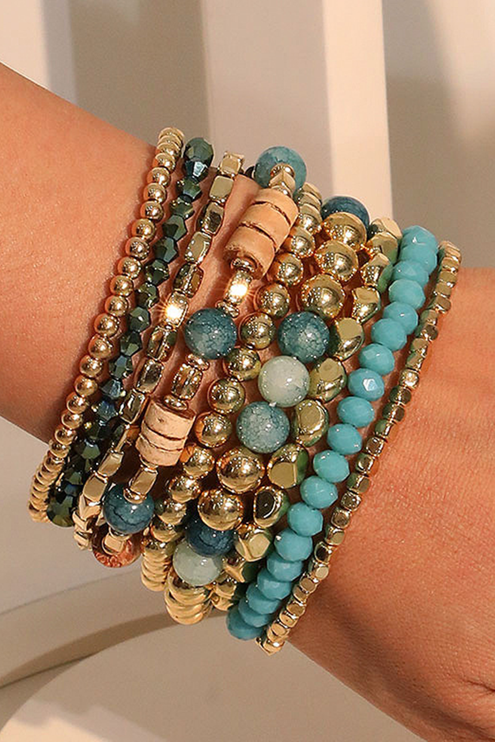 The Relaxed Boho Bracelet Set – Beaded Multi-Layer Elastic Bracelets
