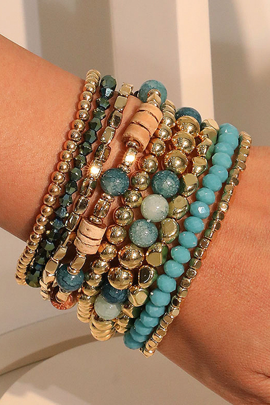 The Relaxed Boho Bracelet Set – Beaded Multi-Layer Elastic Bracelets