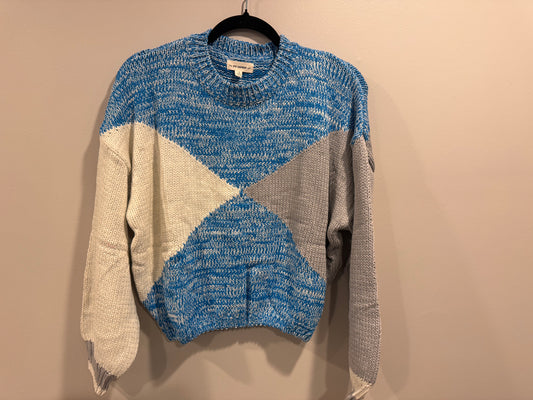 The Seaside Knit Sweater – Blue Colorblock Chunky Crewneck